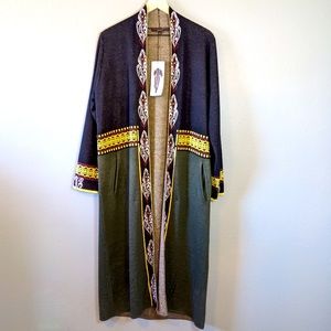 Max Sport Open Front Duster Cardigan Bohemian NWT